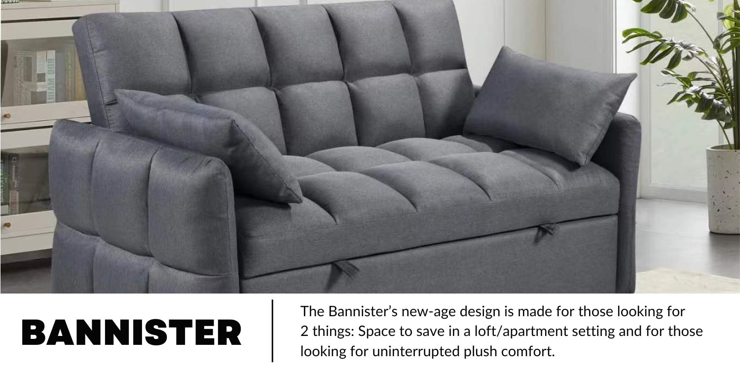 Zen Living Furniture - Bannister sofa in grey.